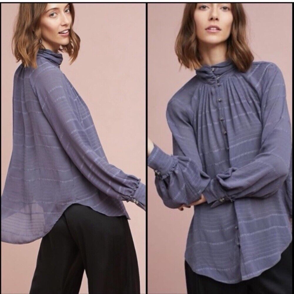 Anthropologie Feather Bone Womens Marietta‎ High Neck Blouse Size XS Peasant